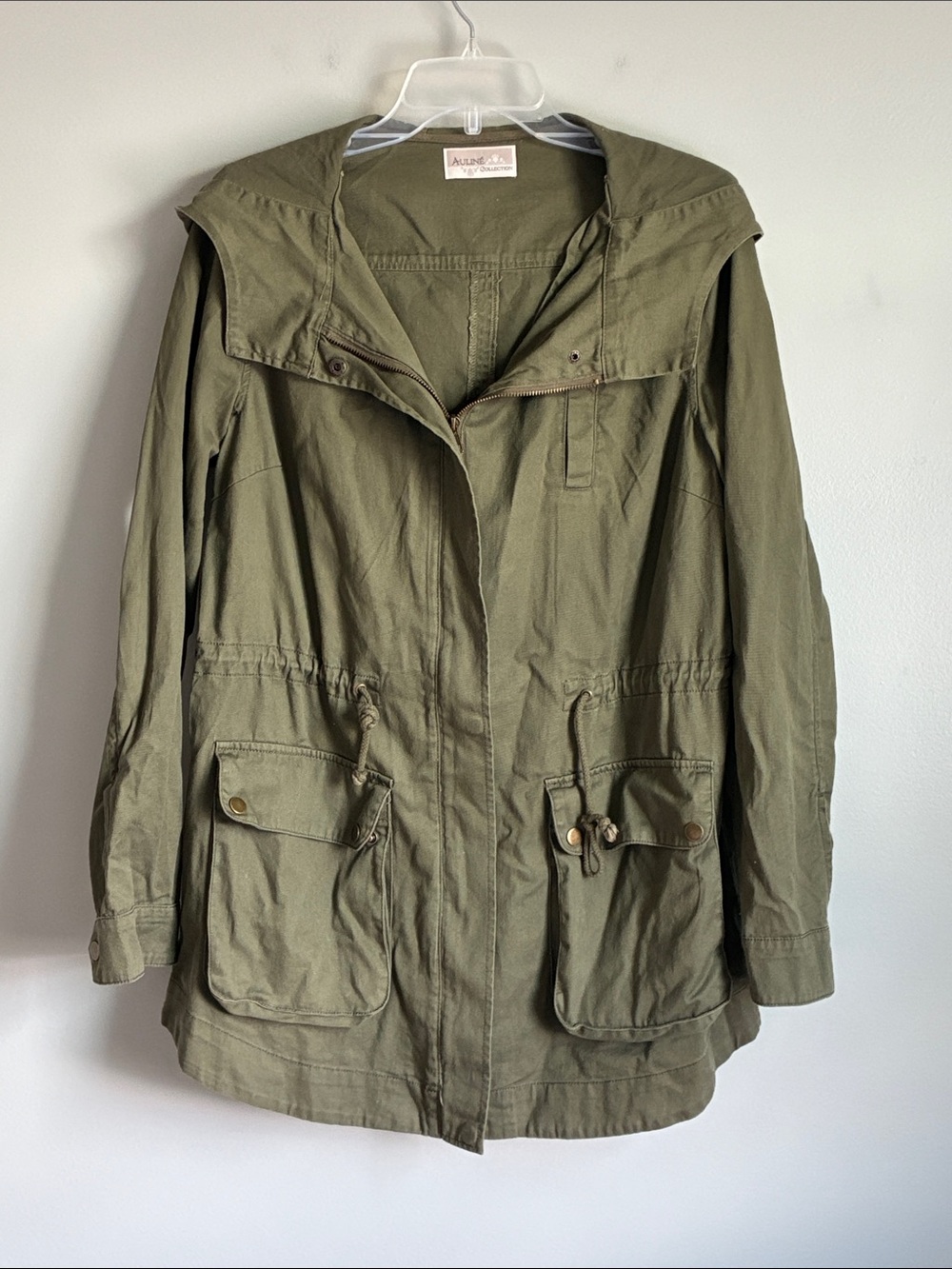 Olive Utility Jacket with Drawstring Waist